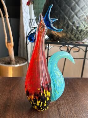 Fifth Avenue Crystal LTD Art Glass Rooster Chicken Hen Country 9 1/2"